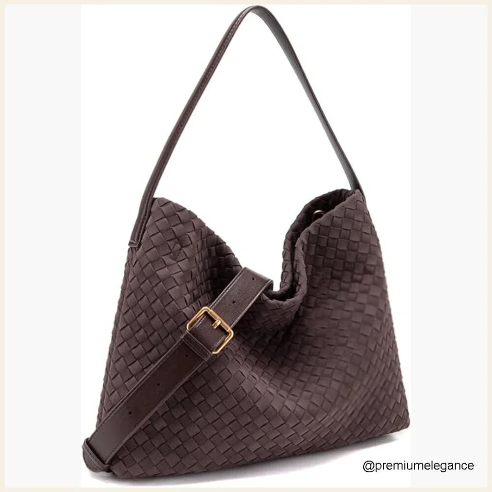 Faux Suede Hobo Bag with Adjustable Strap and Clutch, 13.4x10.3 Inches